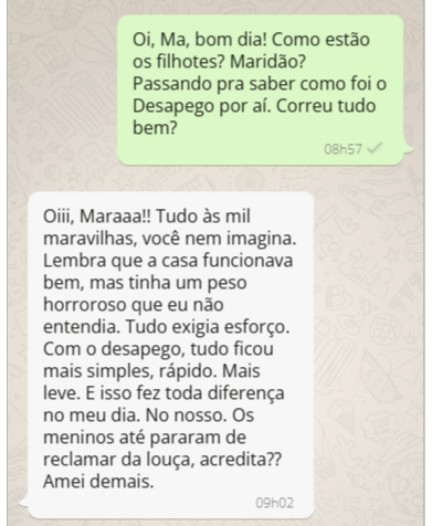 Depoimento da Marcela: a casa tinha um peso que eu não entendia. Com o desapego tudo ficou mais simples, mais leve.
